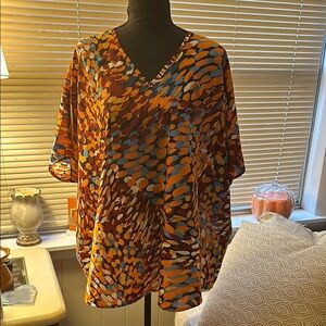 JODIFL Orange and Black Relaxed Blouse